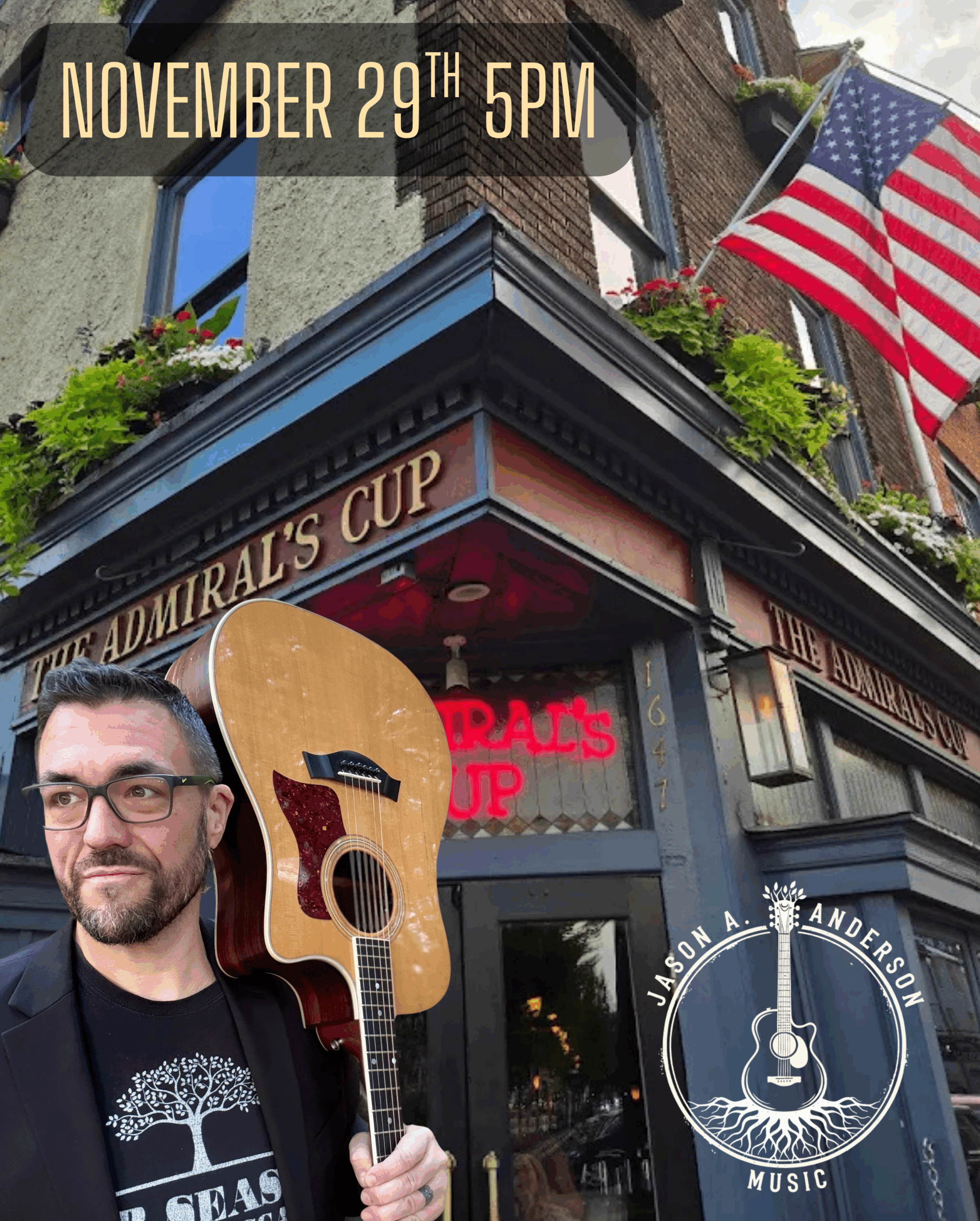 Jason A. Anderson live at The Admiral’s Cup gig poster, November 29 5pm